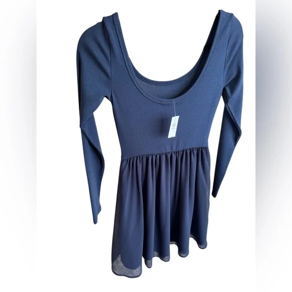 Gap Blue Long Sleeve Fit & Flare Mini Dress - Small Petite NWT - Picture 5 of 6